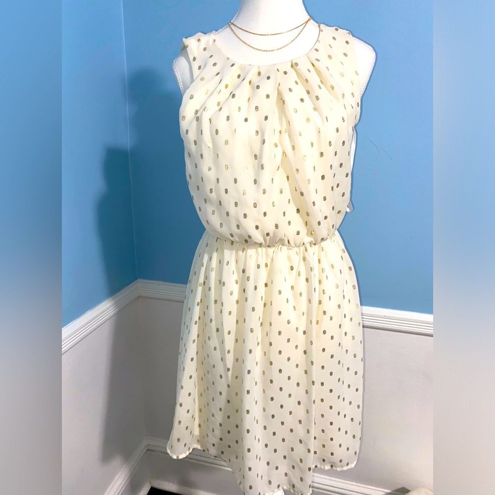 EUC gold polka dots mini dress